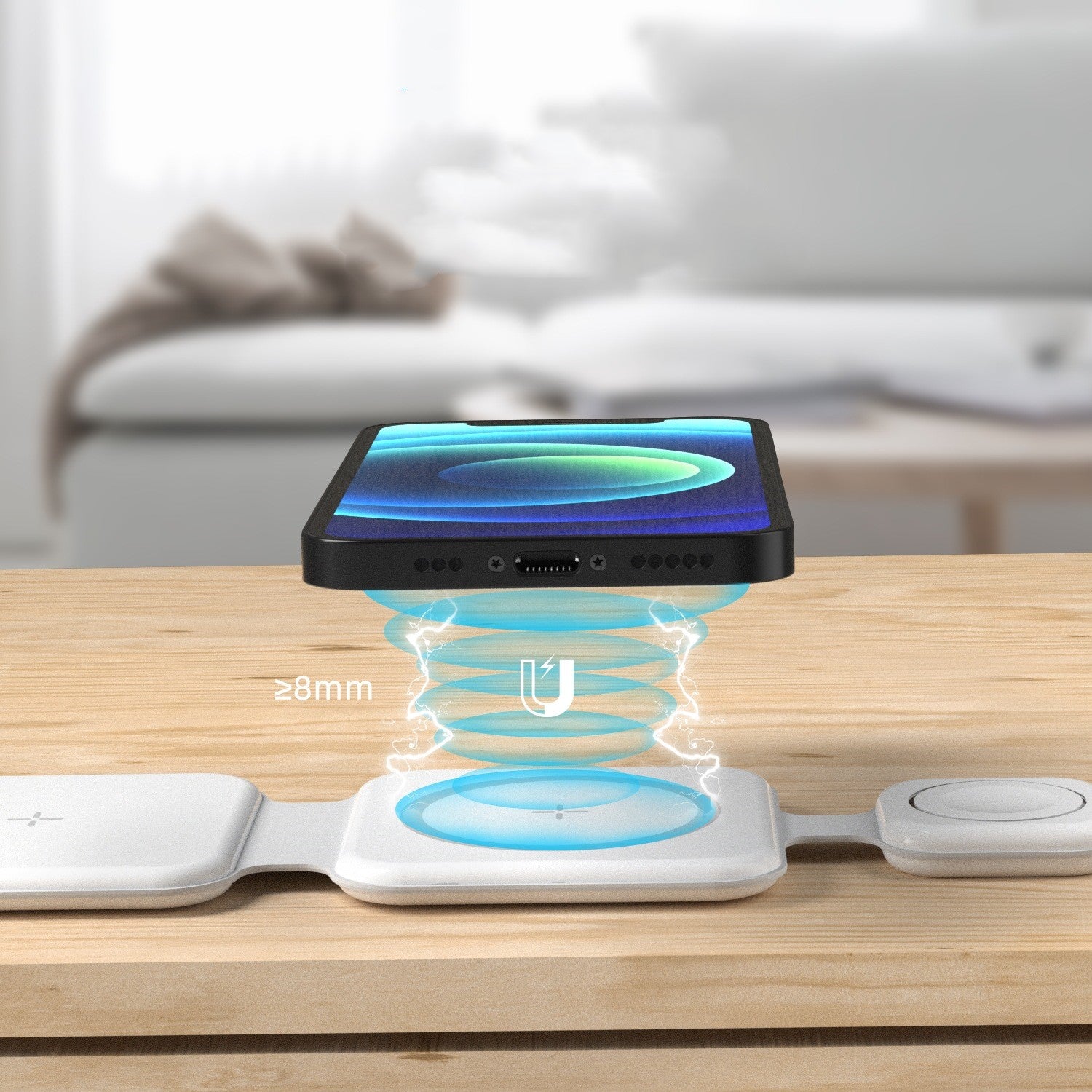 3-in-1 Magnetic Foldable Wireless Charger for Multiple Devices. Cell Phone Charger.