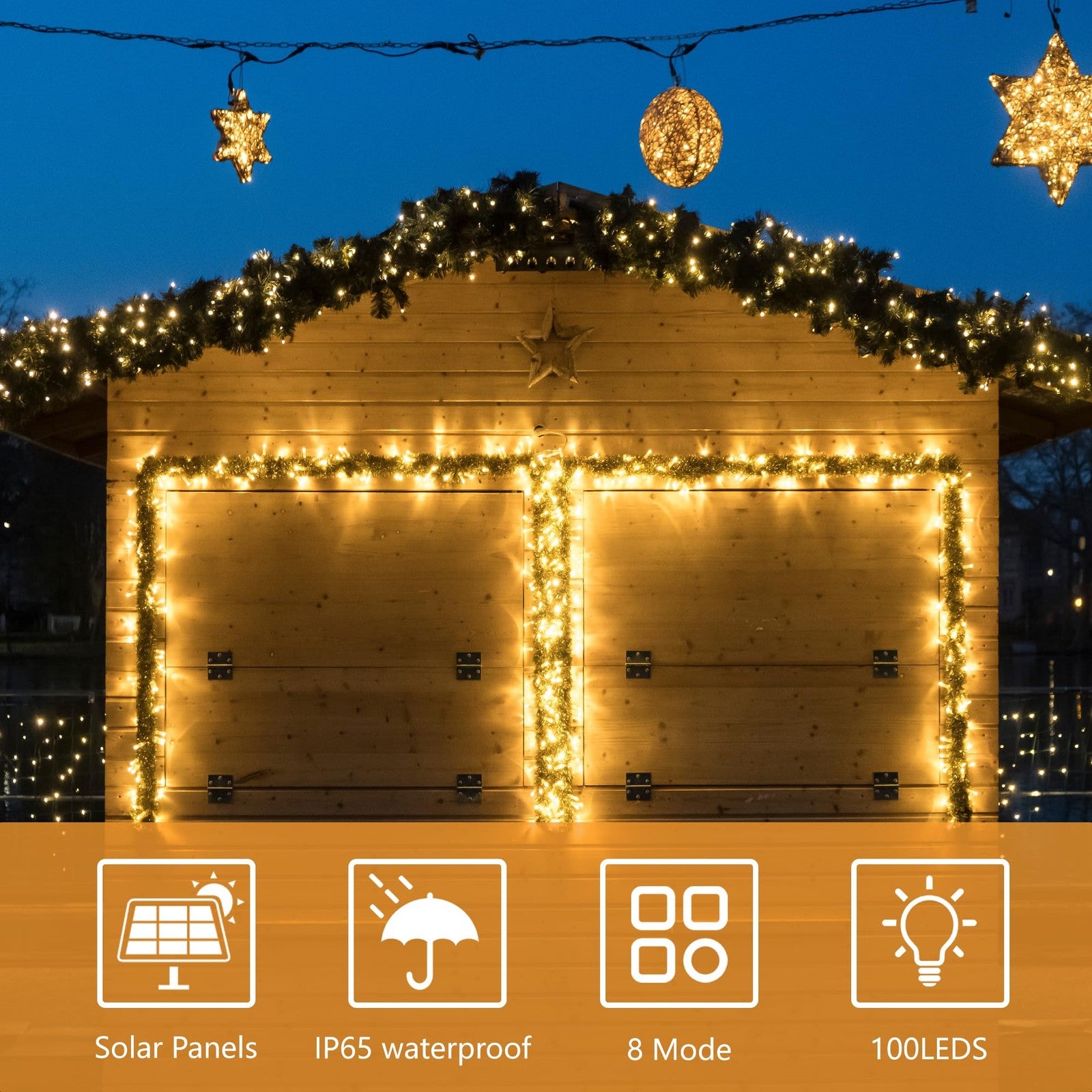 Guirnalda De Luces Carga Solar Para Exteriores, 11,8 M, 100 LED
