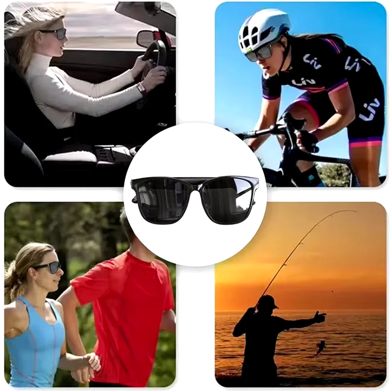 Glasses Earphones with Low Latency HD Call Mic Out Door Sports Driving Multi-Function Sunglasses Bluetooth 5.4