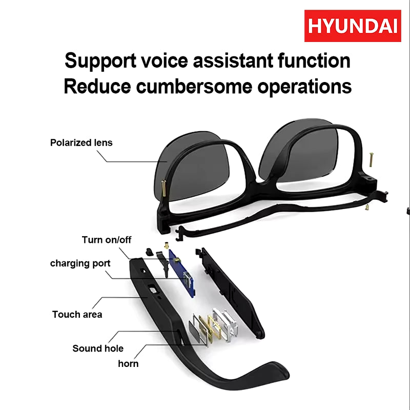 Glasses Earphones with Low Latency HD Call Mic Out Door Sports Driving Multi-Function Sunglasses Bluetooth 5.4