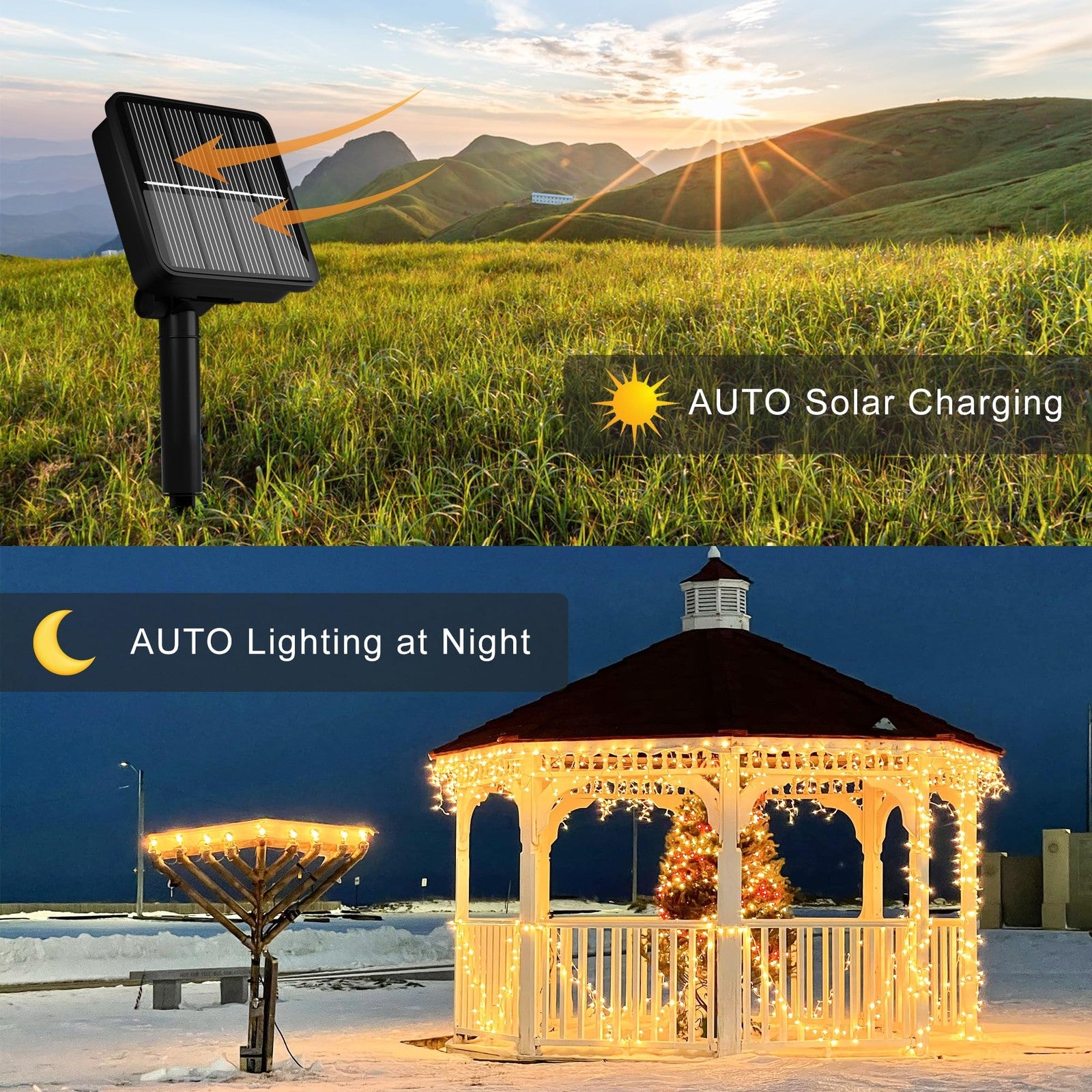 Guirnalda De Luces Carga Solar Para Exteriores, 11,8 M, 100 LED